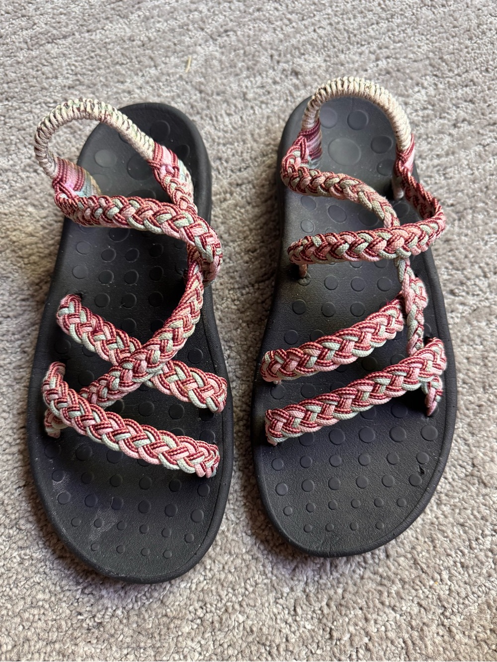 CIOR Braided Rope Strappy Sandals Pink Beige Size 38 - Picture 2 of 7